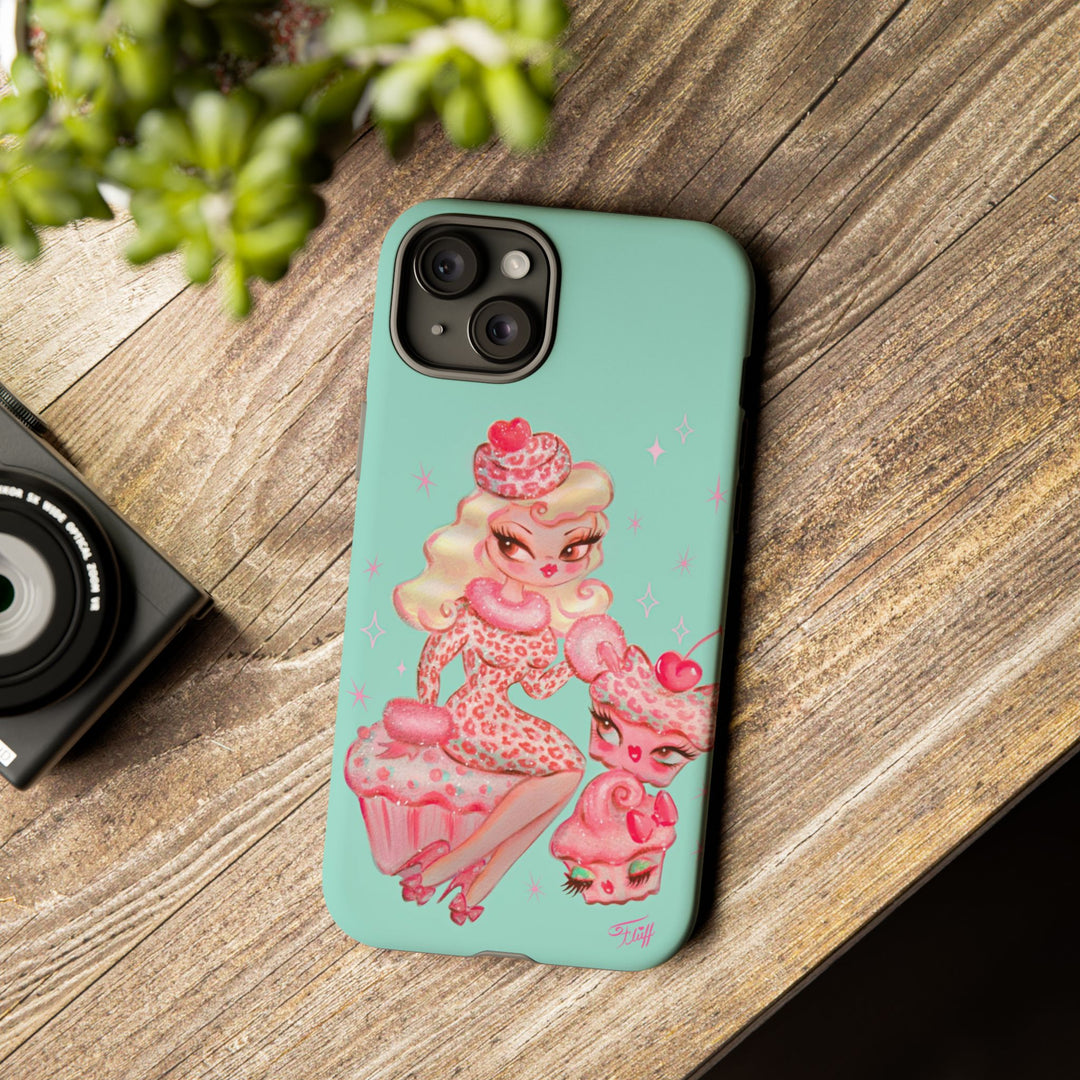 Leopard and Pink Cupcake Girl • Tough Phone Case