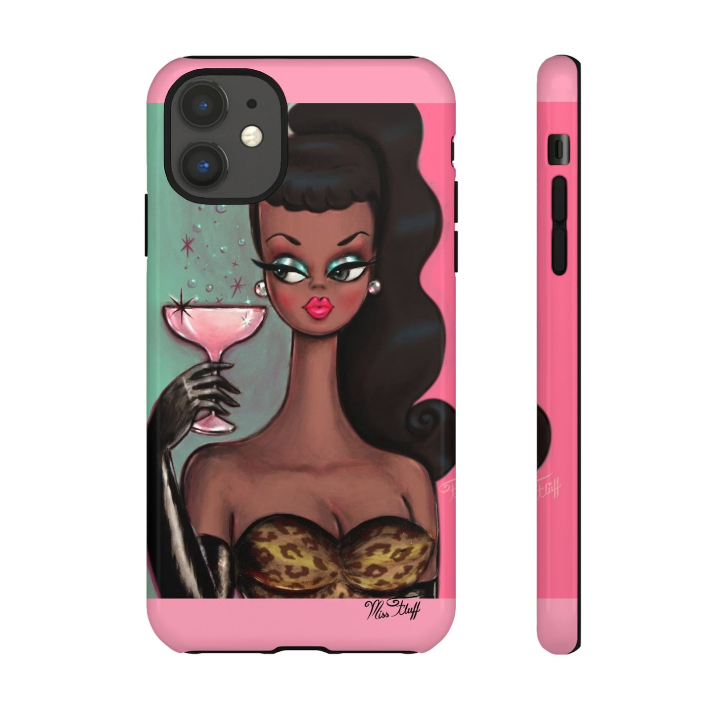 Brunette with Pink Champagne • Tough Phone Case