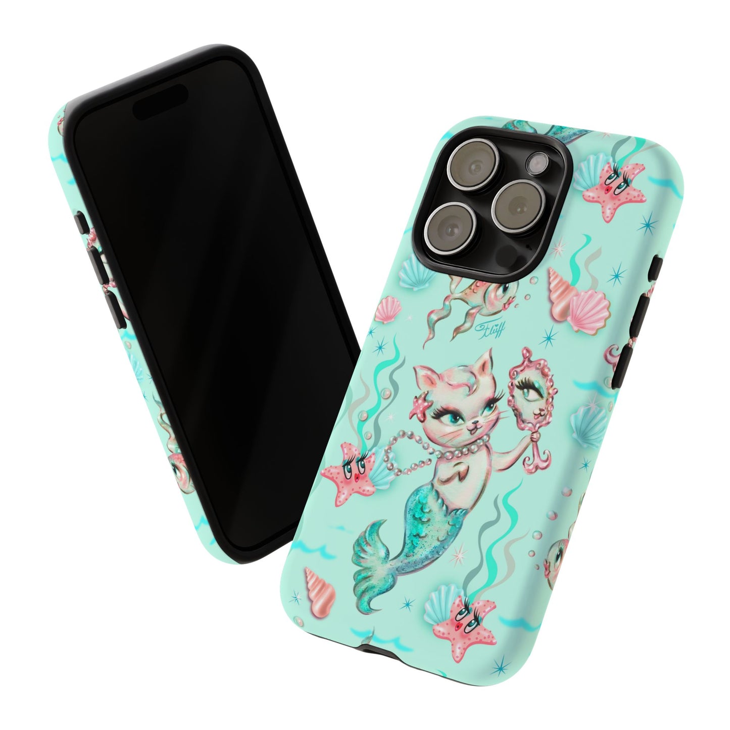 Merkitten with Pearls Aqua • Tough Phone Case