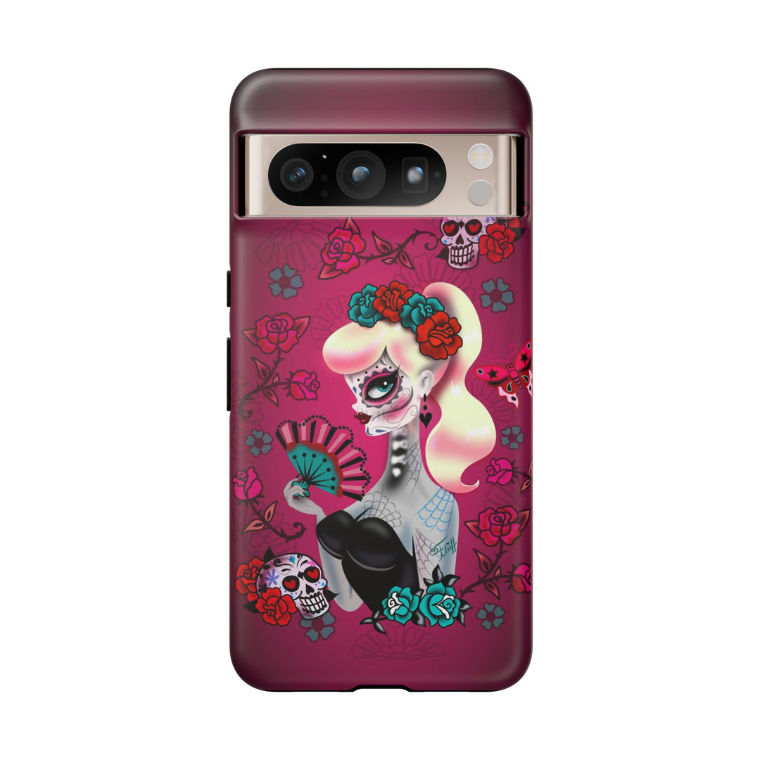 Blonde Sugar Skull Pinup Girl • Tough Phone Case