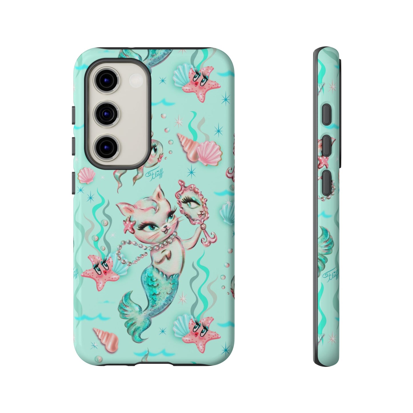 Merkitten with Pearls Aqua • Tough Phone Case