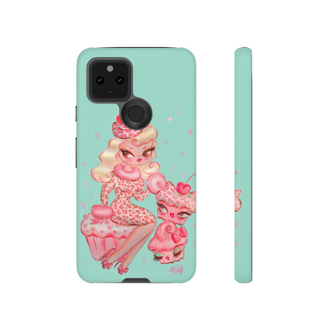 Leopard and Pink Cupcake Girl • Tough Phone Case