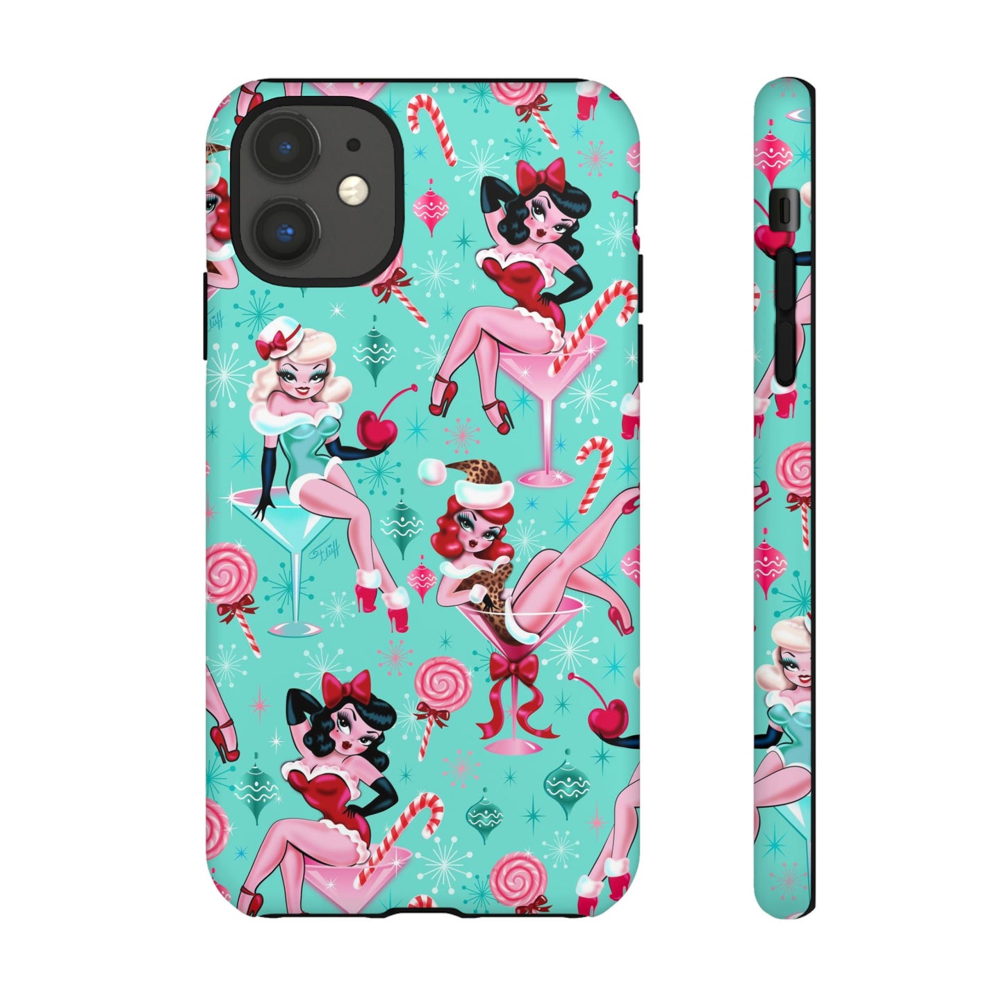 Christmas Candy Martini Pinup Girls • Tough Phone Case