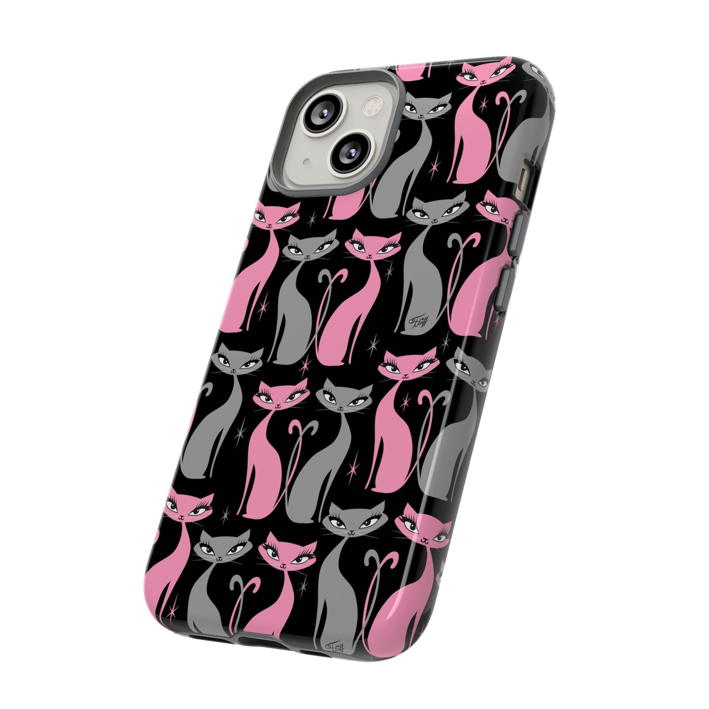 Mod Love Cats on Black • Tough Phone Case