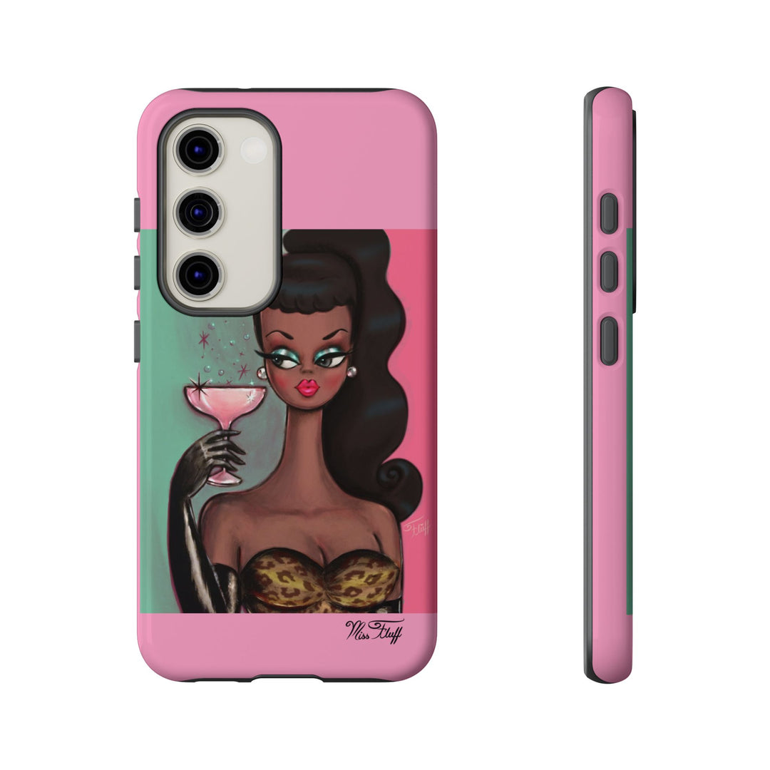 Brunette with Pink Champagne • Tough Phone Case