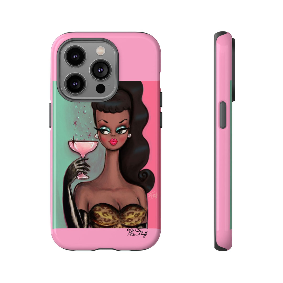 Brunette with Pink Champagne • Tough Phone Case