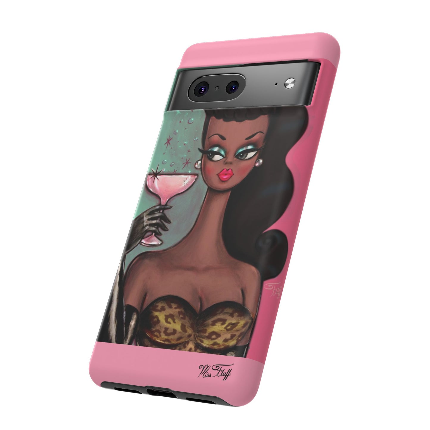 Brunette with Pink Champagne • Tough Phone Case