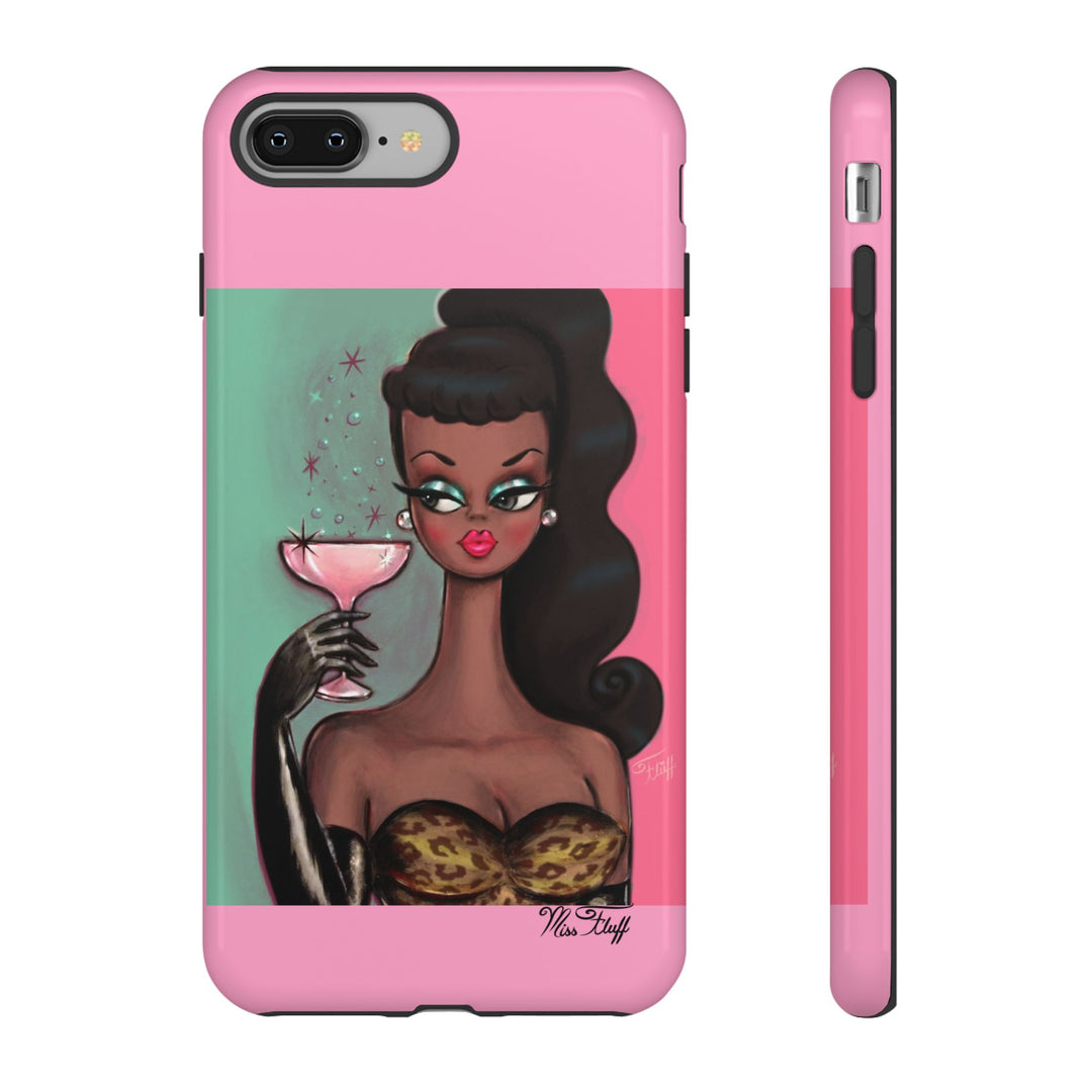 Brunette with Pink Champagne • Tough Phone Case