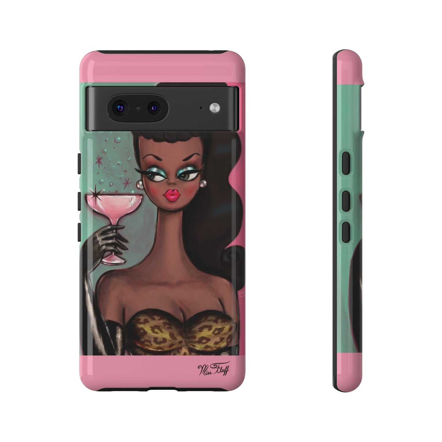 Brunette with Pink Champagne • Tough Phone Case