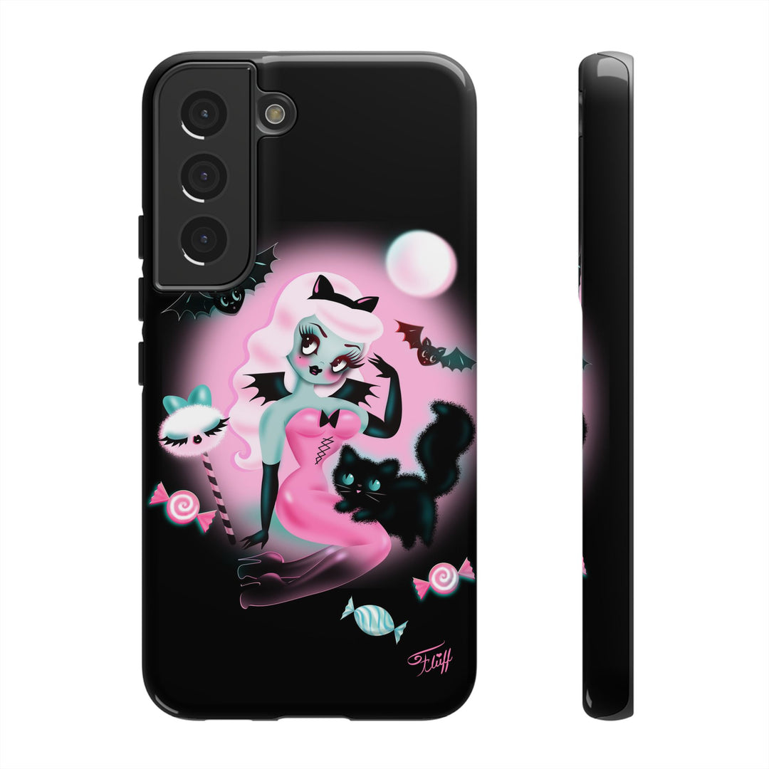 Pastel Candy Vampire with Kitty on Black • Tough Phone Case