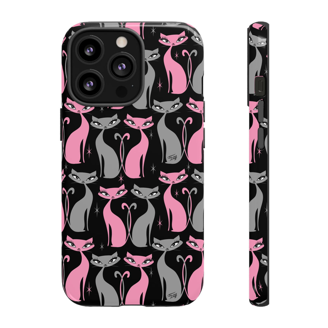 Mod Love Cats on Black • Tough Phone Case