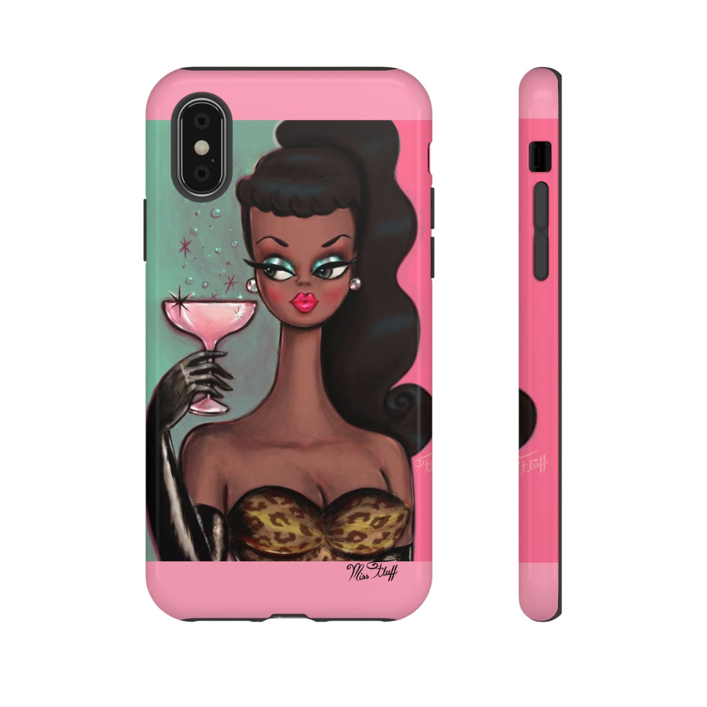 Brunette with Pink Champagne • Tough Phone Case