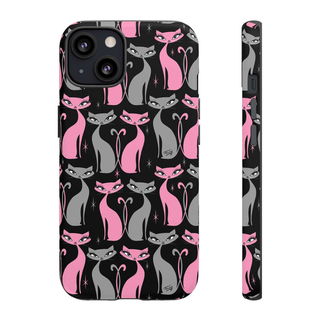 Mod Love Cats on Black • Tough Phone Case