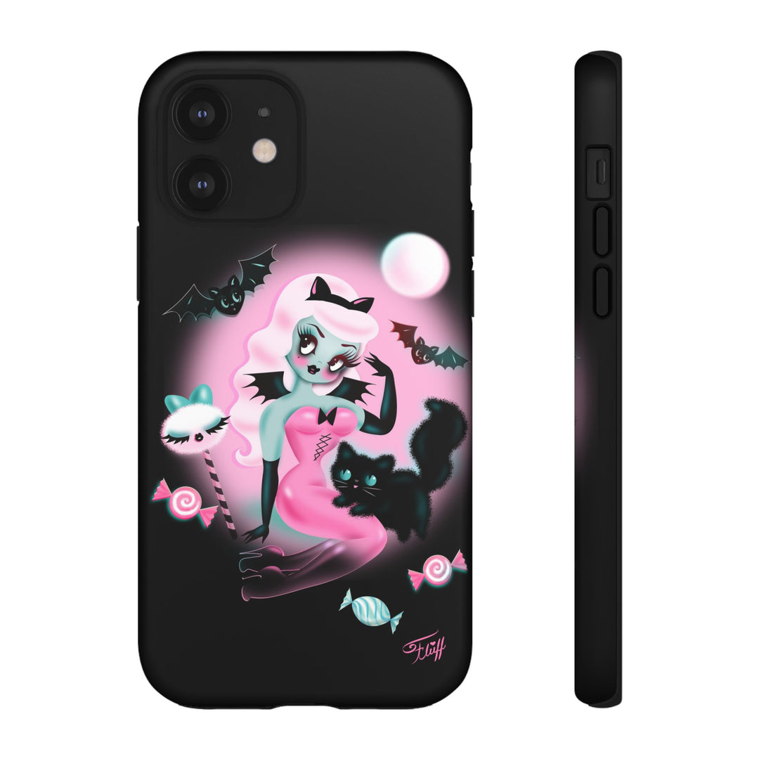 Pastel Candy Vampire with Kitty on Black • Tough Phone Case