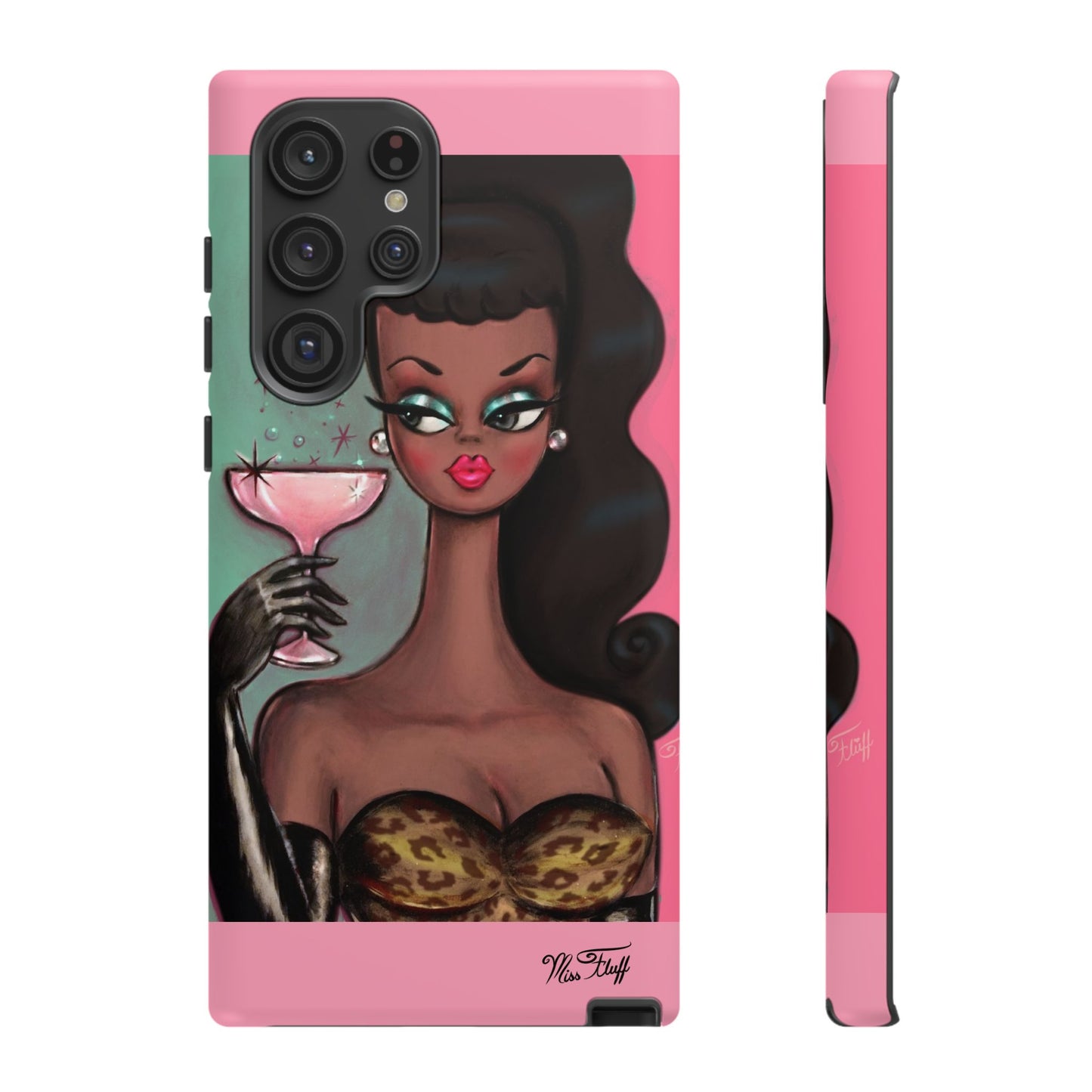 Brunette with Pink Champagne • Tough Phone Case