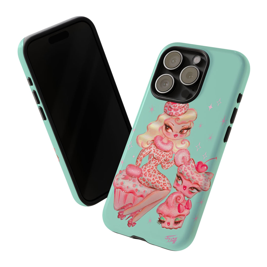 Leopard and Pink Cupcake Girl • Tough Phone Case