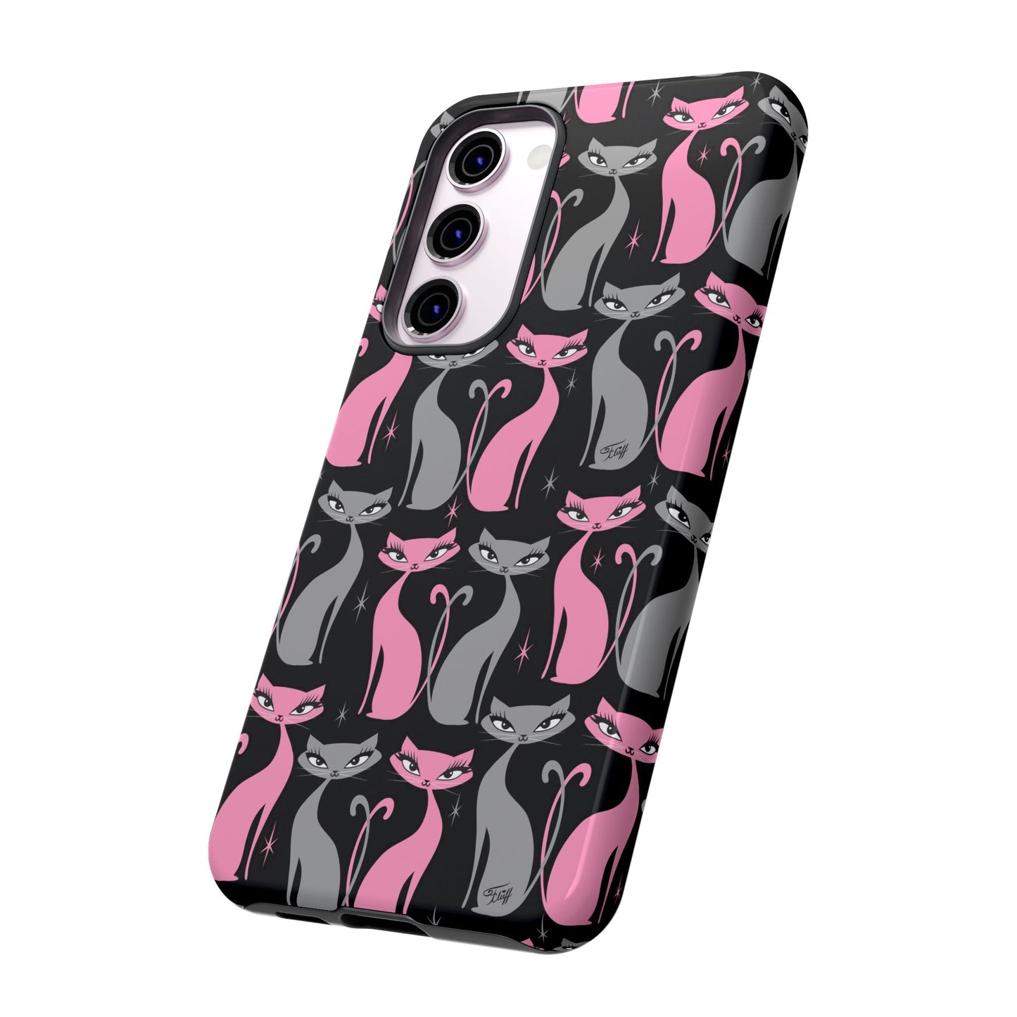 Mod Love Cats on Black • Tough Phone Case