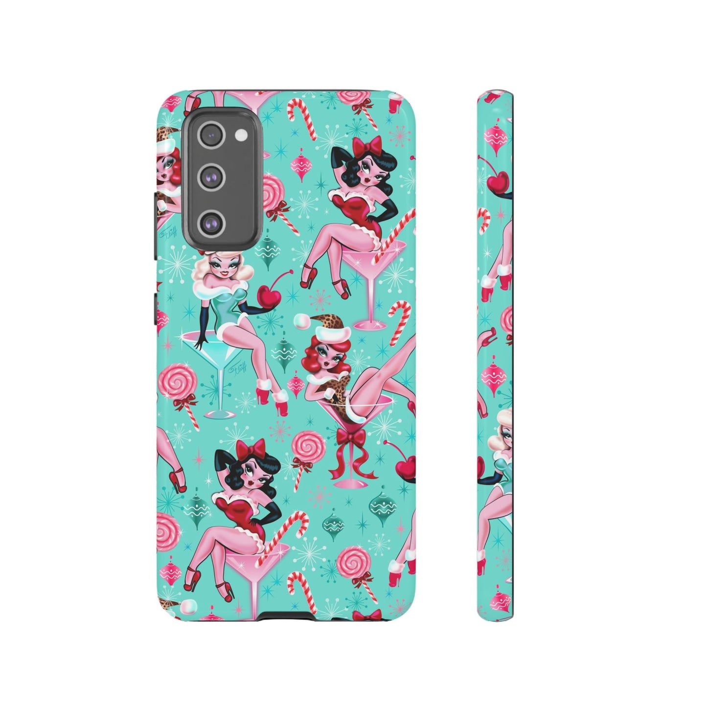 Christmas Candy Martini Pinup Girls • Tough Phone Case