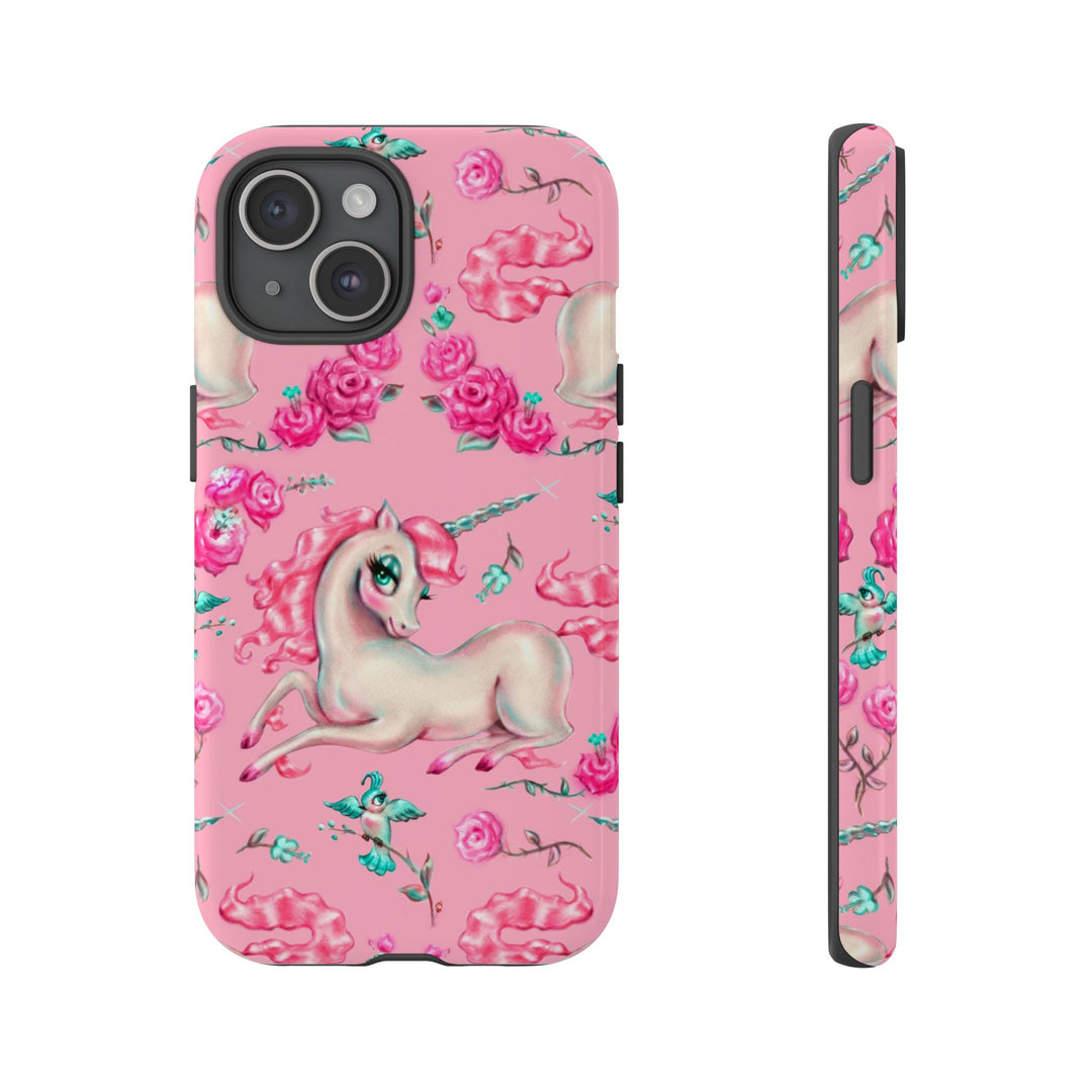 Unicorns and Roses on Pink • Tough Phone Case