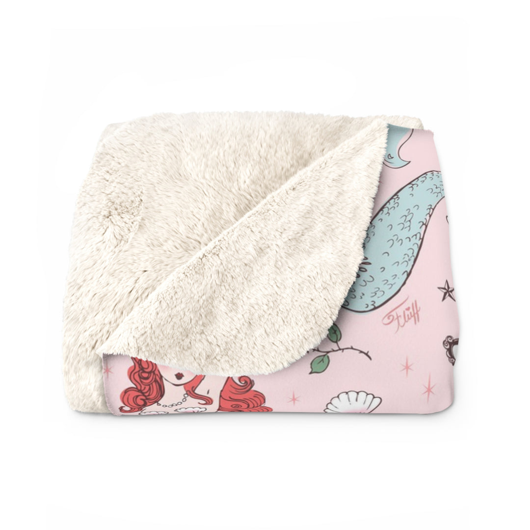 Mermaids and Roses on Pink • Fleece Blanket