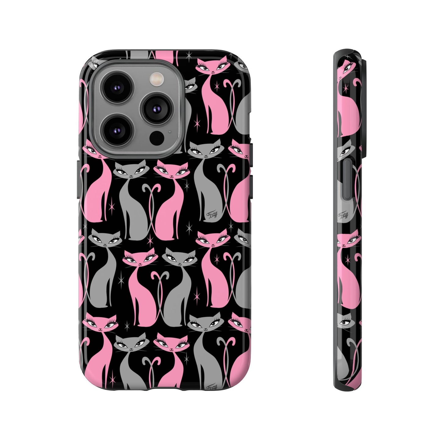 Mod Love Cats on Black • Tough Phone Case