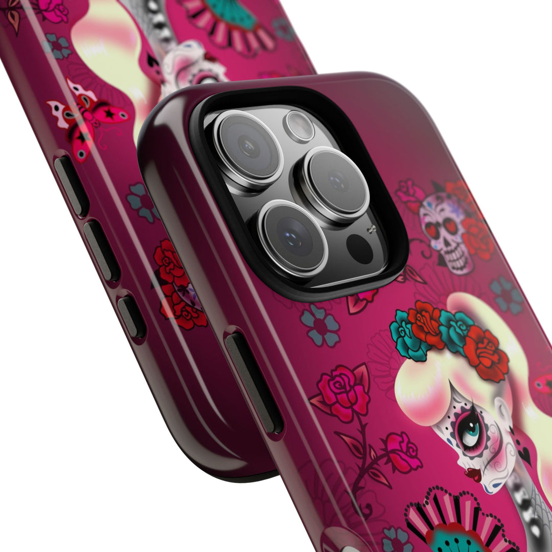 Blonde Sugar Skull Pinup Girl • Tough Phone Case