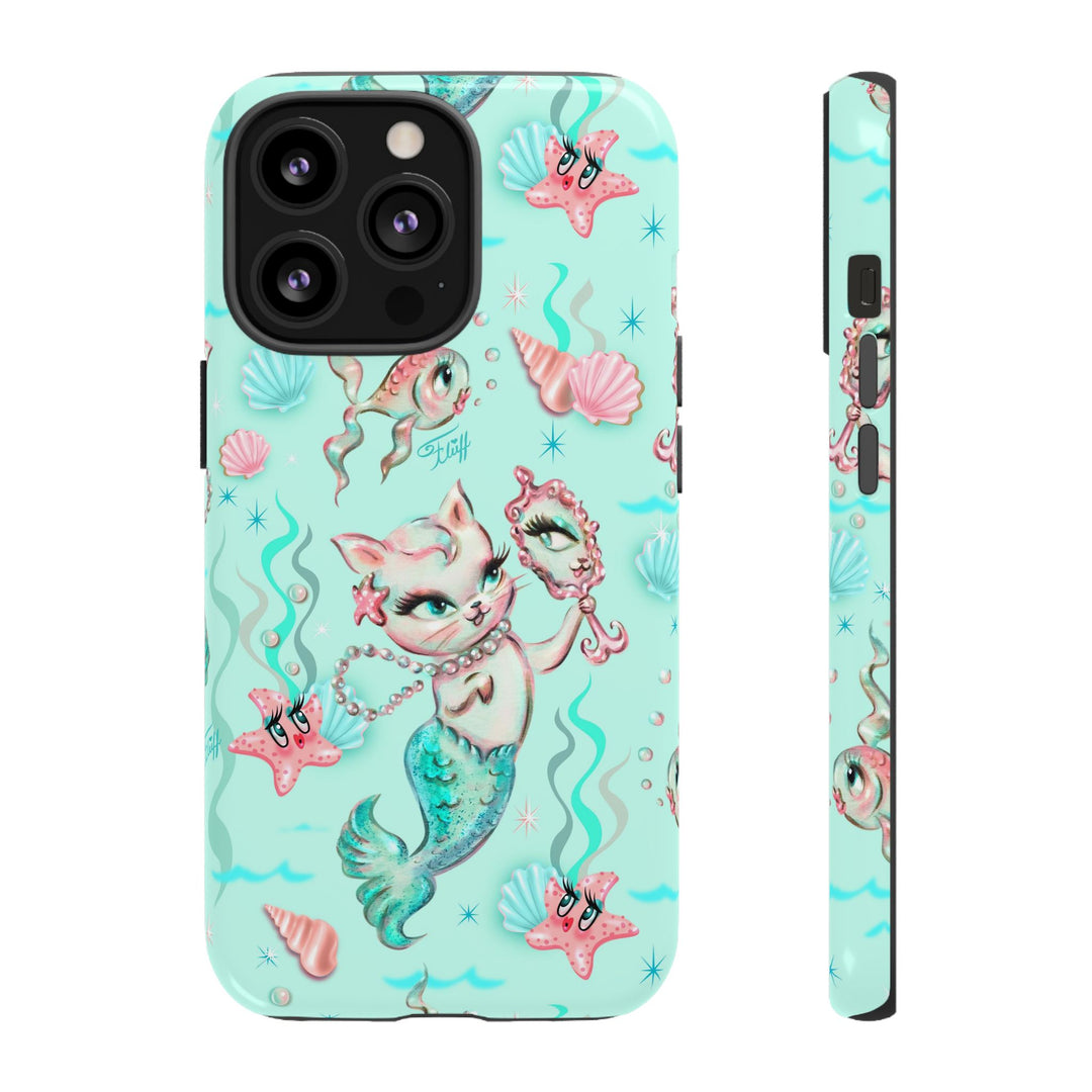 Merkitten with Pearls Aqua • Tough Phone Case