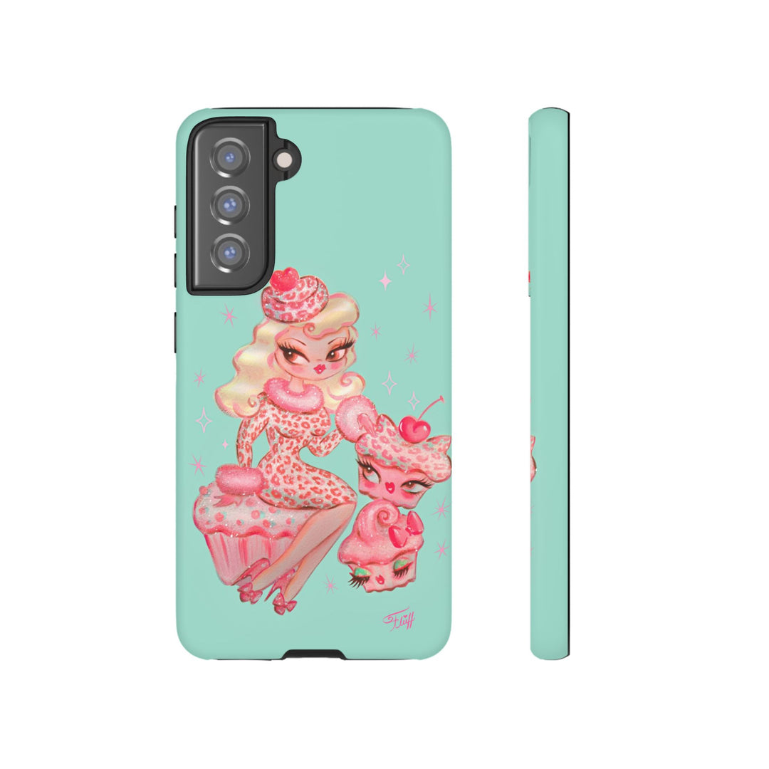 Leopard and Pink Cupcake Girl • Tough Phone Case