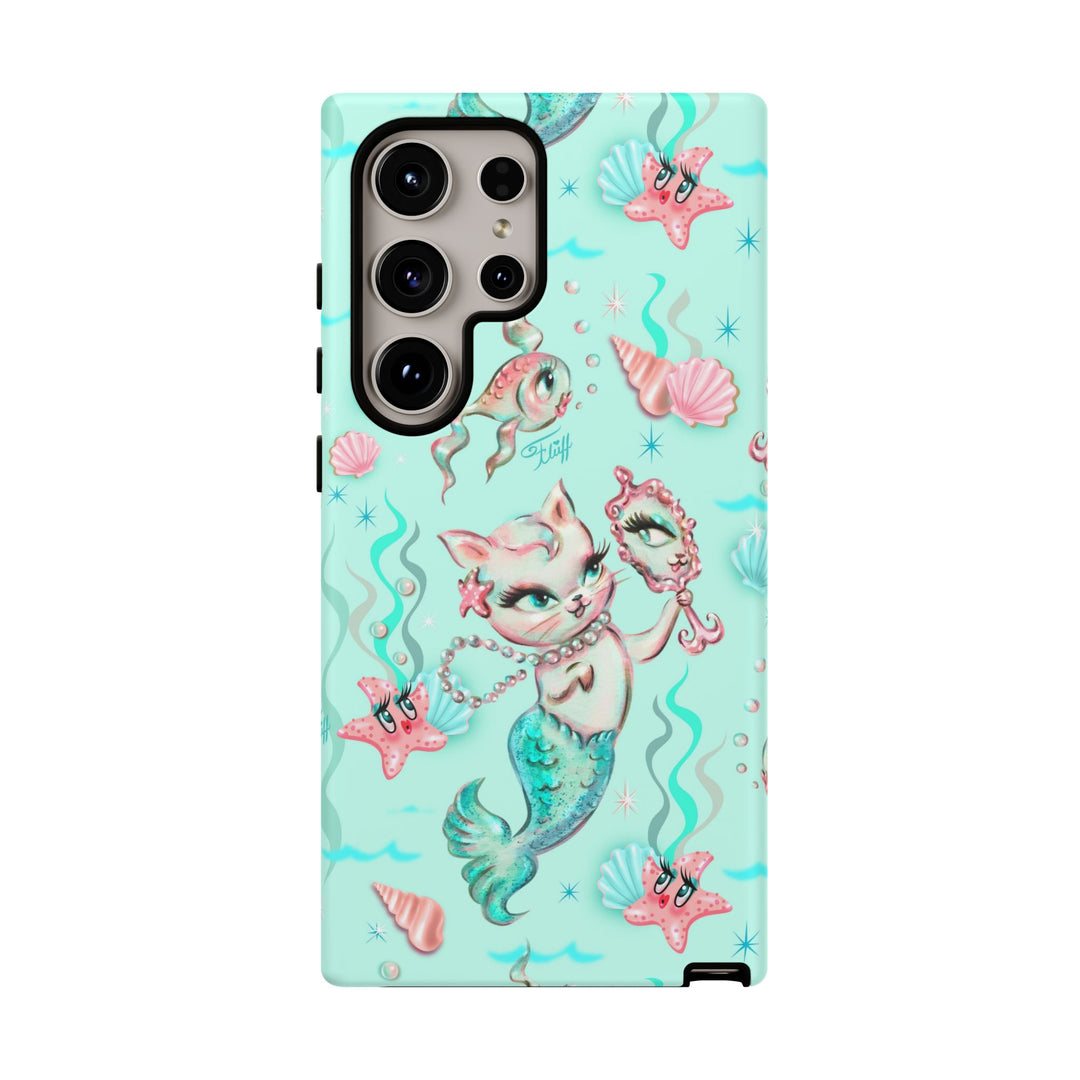 Merkitten with Pearls Aqua • Tough Phone Case