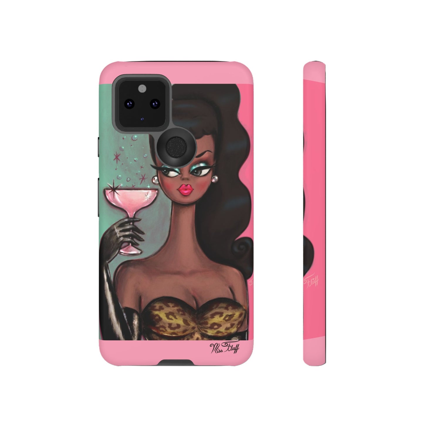 Brunette with Pink Champagne • Tough Phone Case