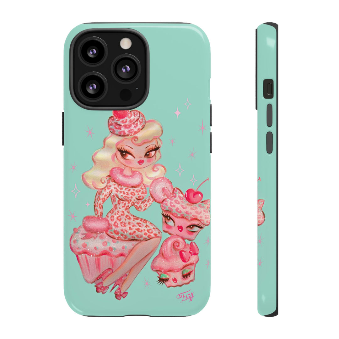 Leopard and Pink Cupcake Girl • Tough Phone Case