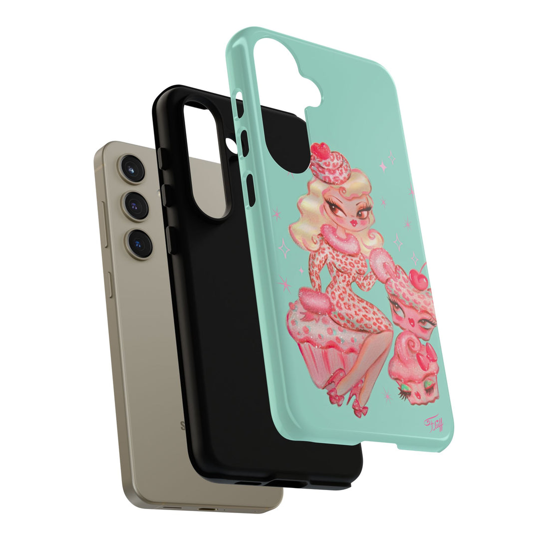 Leopard and Pink Cupcake Girl • Tough Phone Case