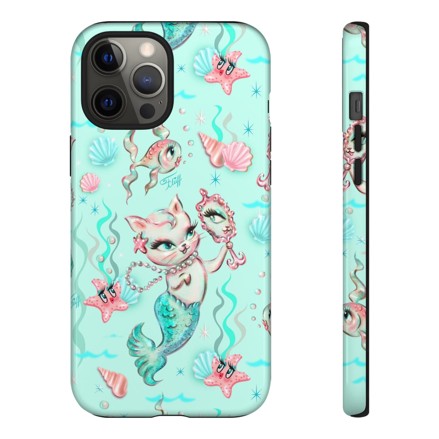 Merkitten with Pearls Aqua • Tough Phone Case