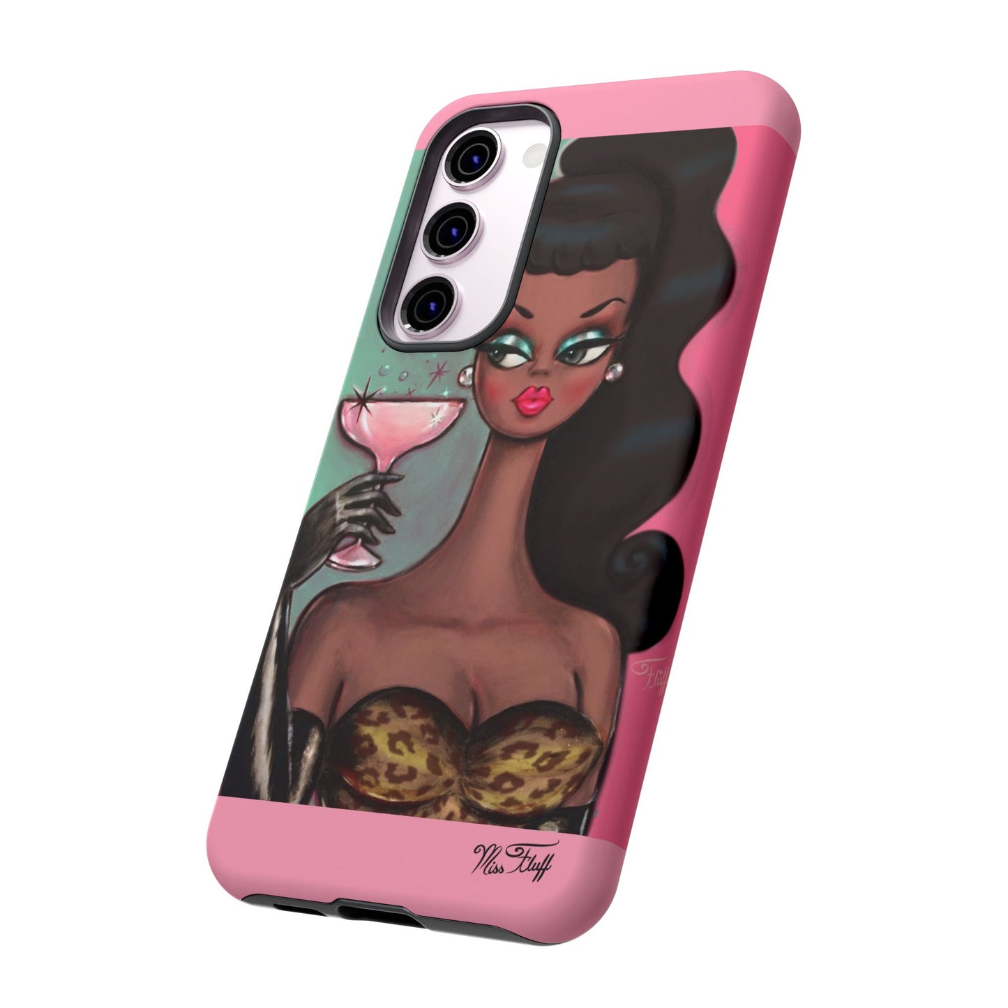 Brunette with Pink Champagne • Tough Phone Case