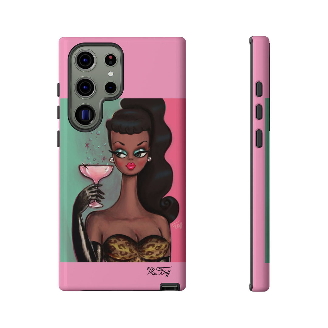 Brunette with Pink Champagne • Tough Phone Case