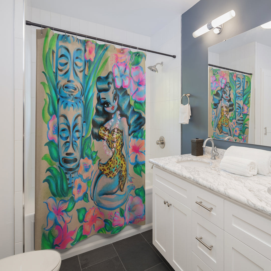 Tiki Leopard Girl • Shower Curtain