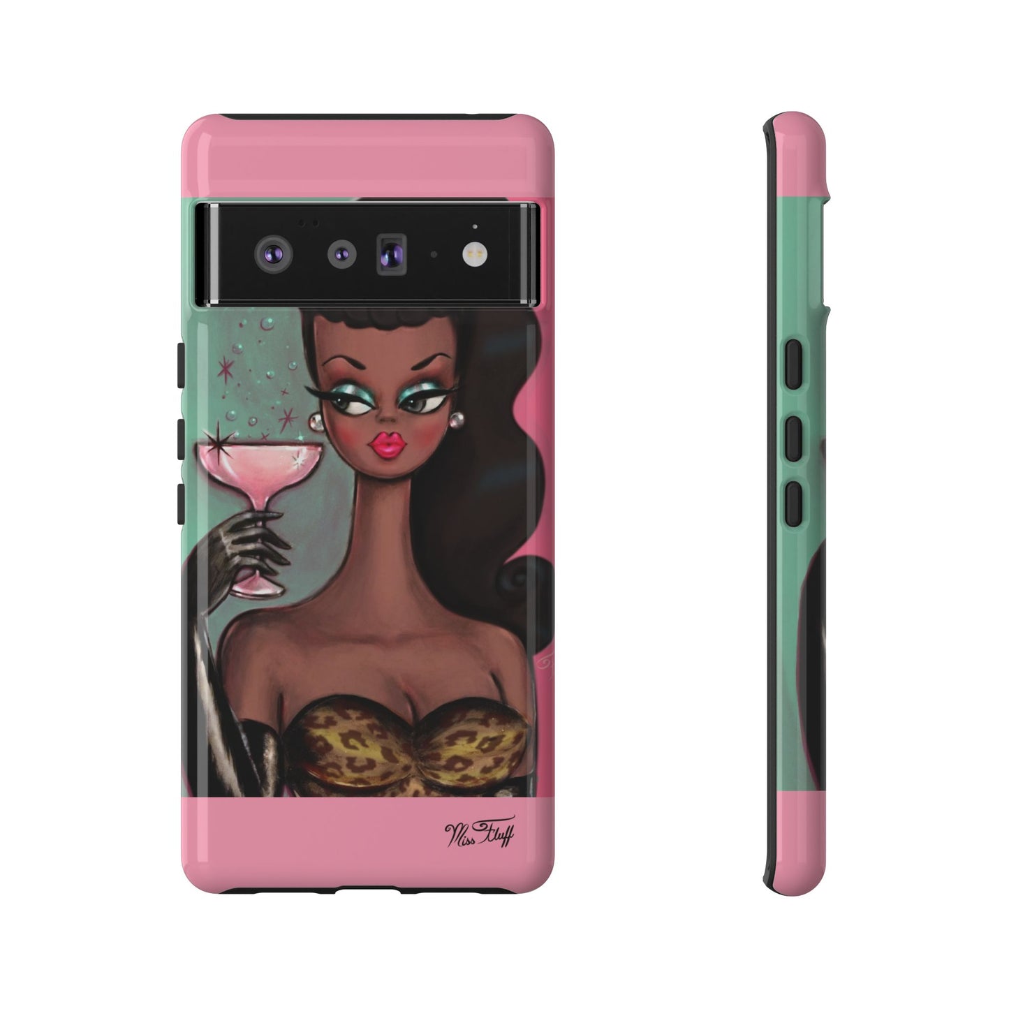 Brunette with Pink Champagne • Tough Phone Case