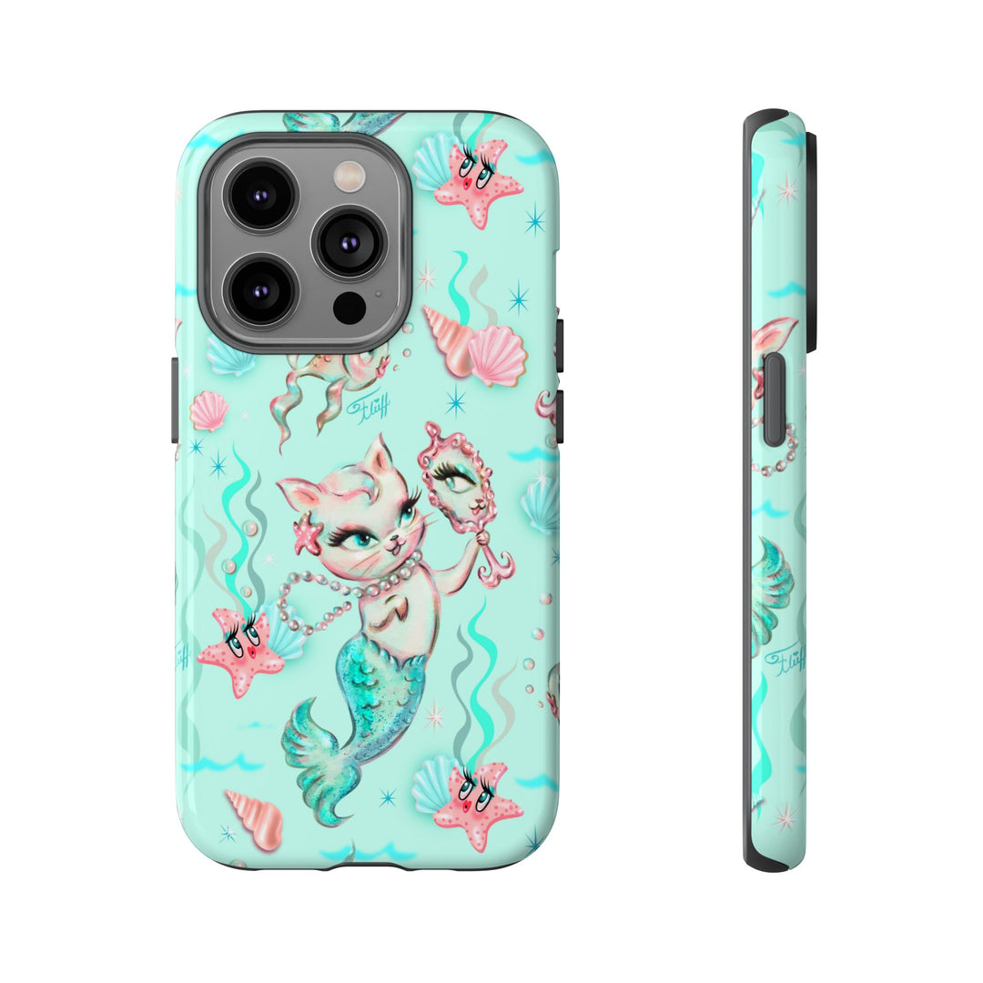 Merkitten with Pearls Aqua • Tough Phone Case