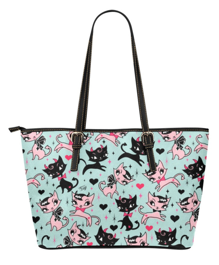 Devil Kitties on Mint • Purse Tote