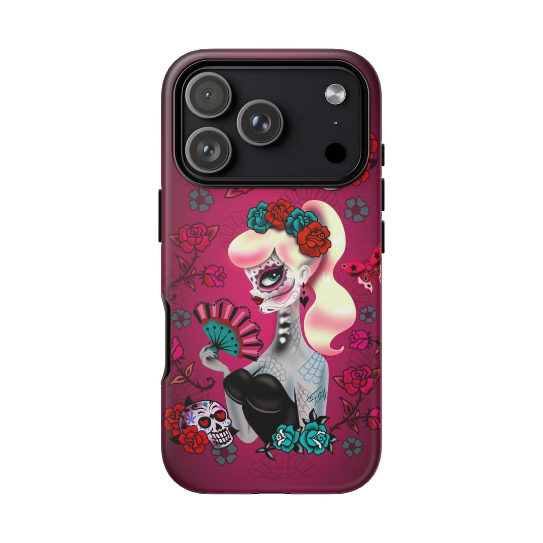 Blonde Sugar Skull Pinup Girl • Tough Phone Case
