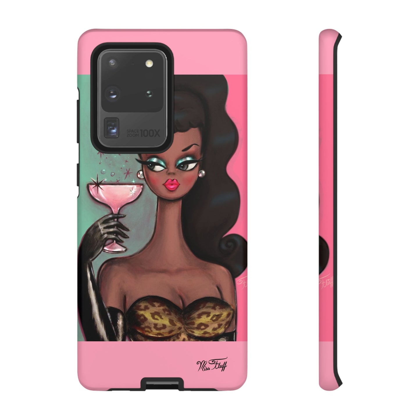 Brunette with Pink Champagne • Tough Phone Case