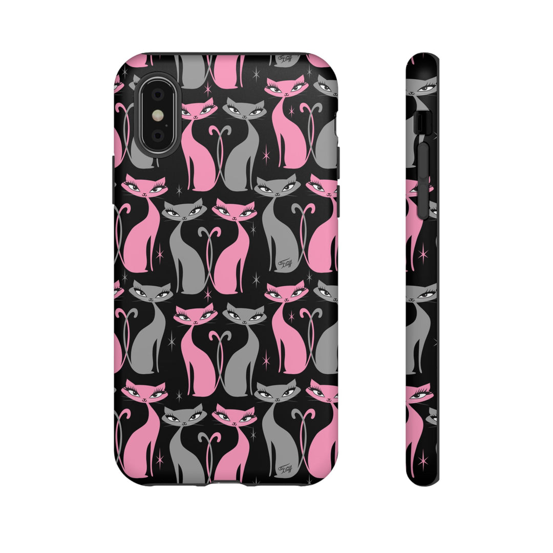 Mod Love Cats on Black • Tough Phone Case