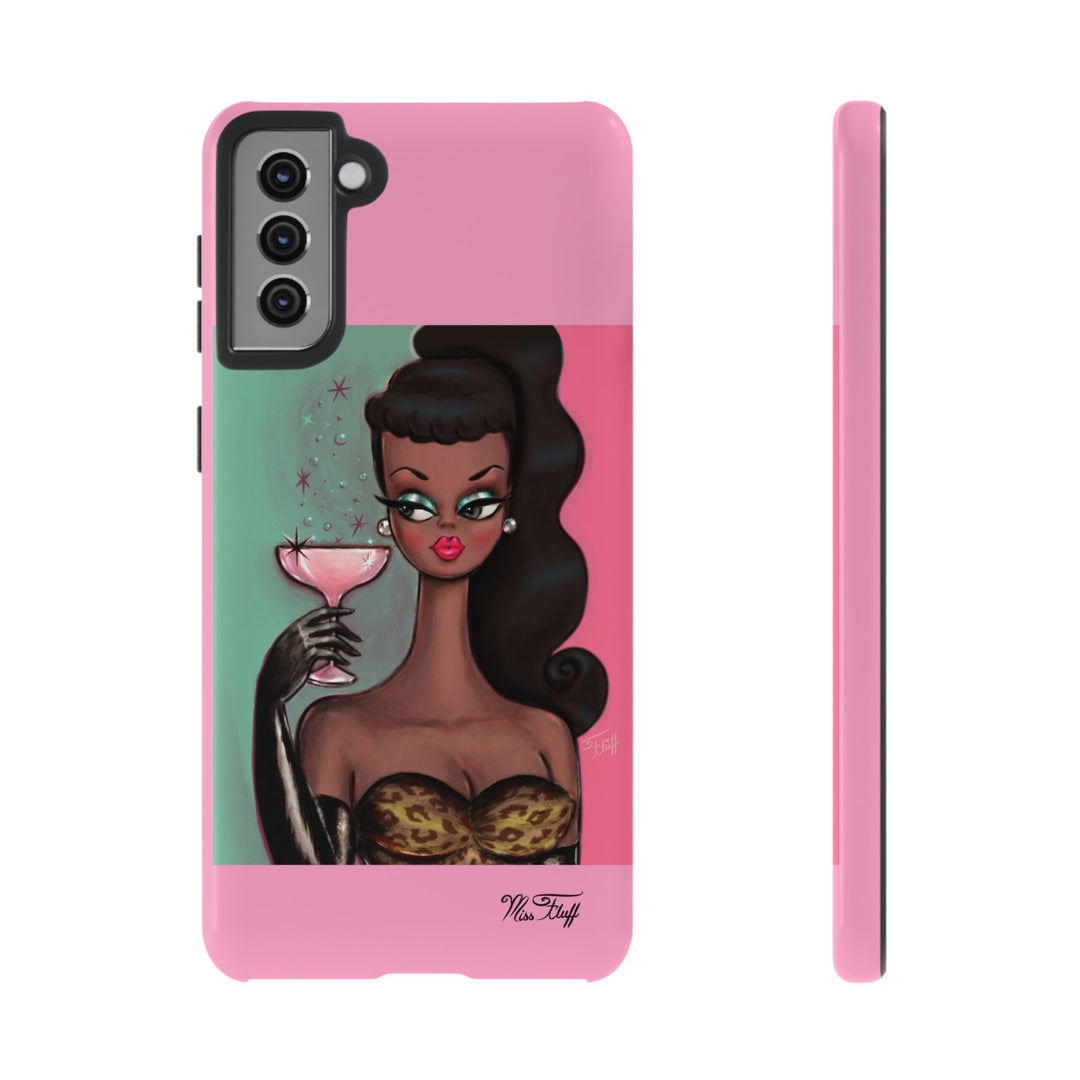 Brunette with Pink Champagne • Tough Phone Case