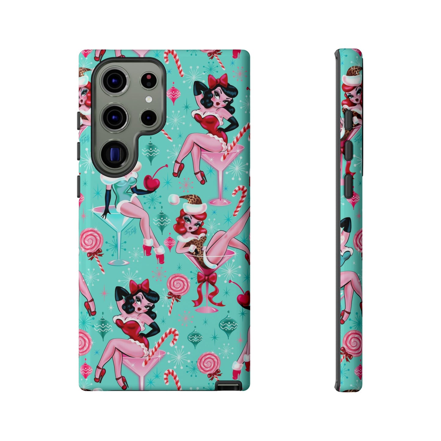 Christmas Candy Martini Pinup Girls • Tough Phone Case