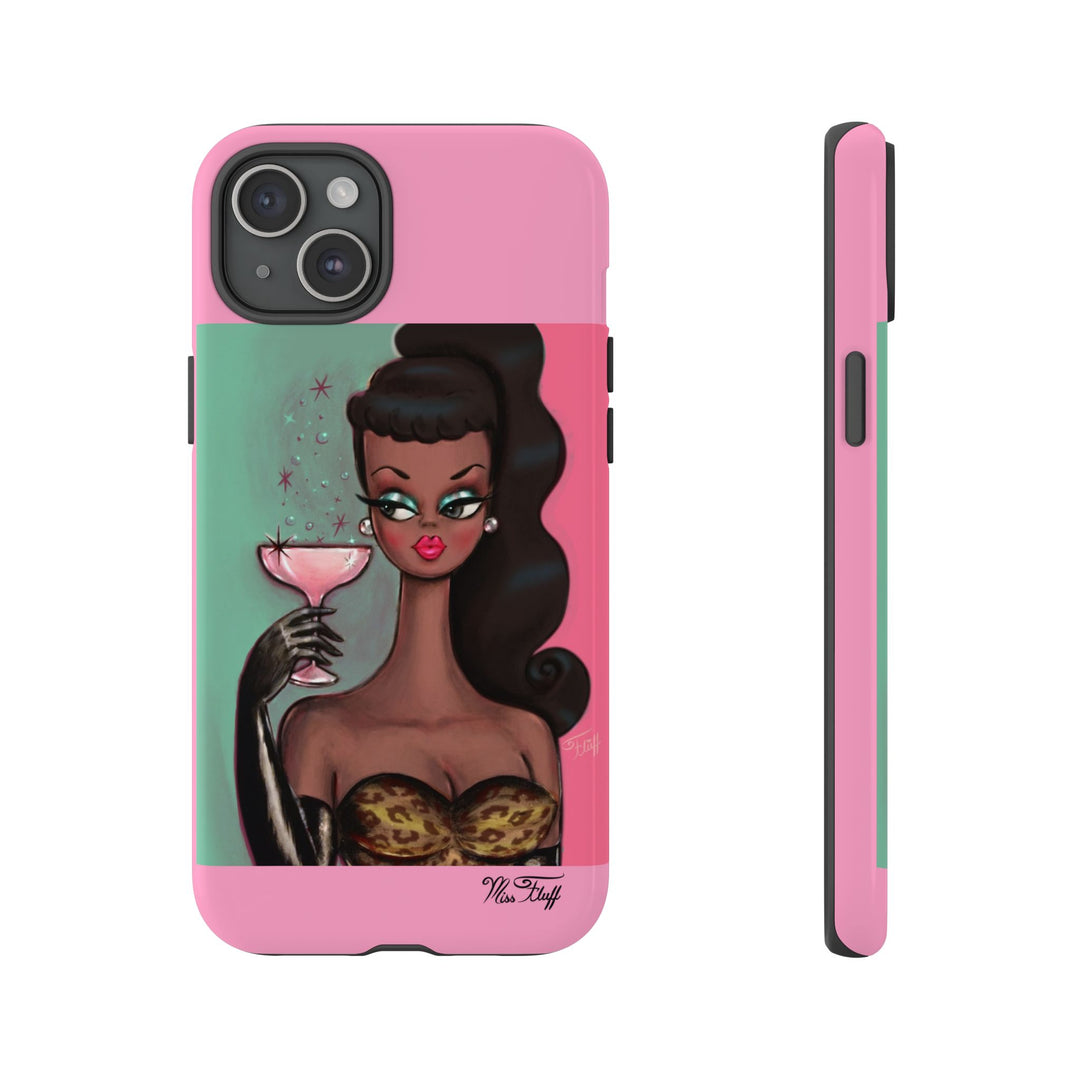 Brunette with Pink Champagne • Tough Phone Case