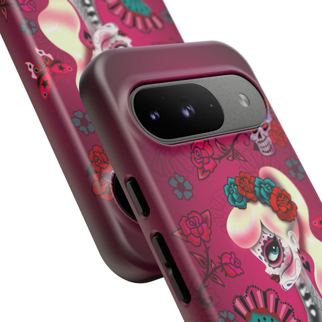Blonde Sugar Skull Pinup Girl • Tough Phone Case