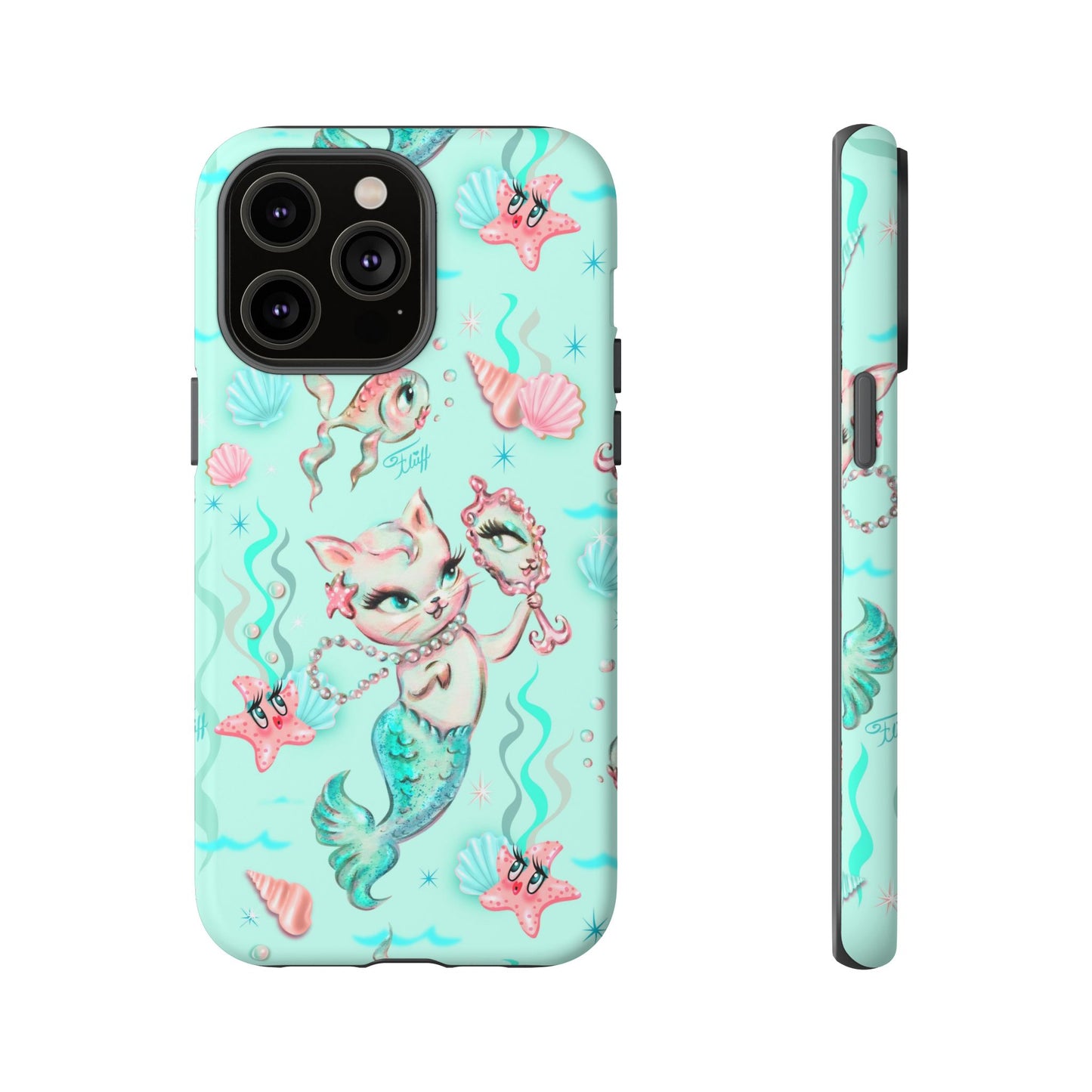 Merkitten with Pearls Aqua • Tough Phone Case