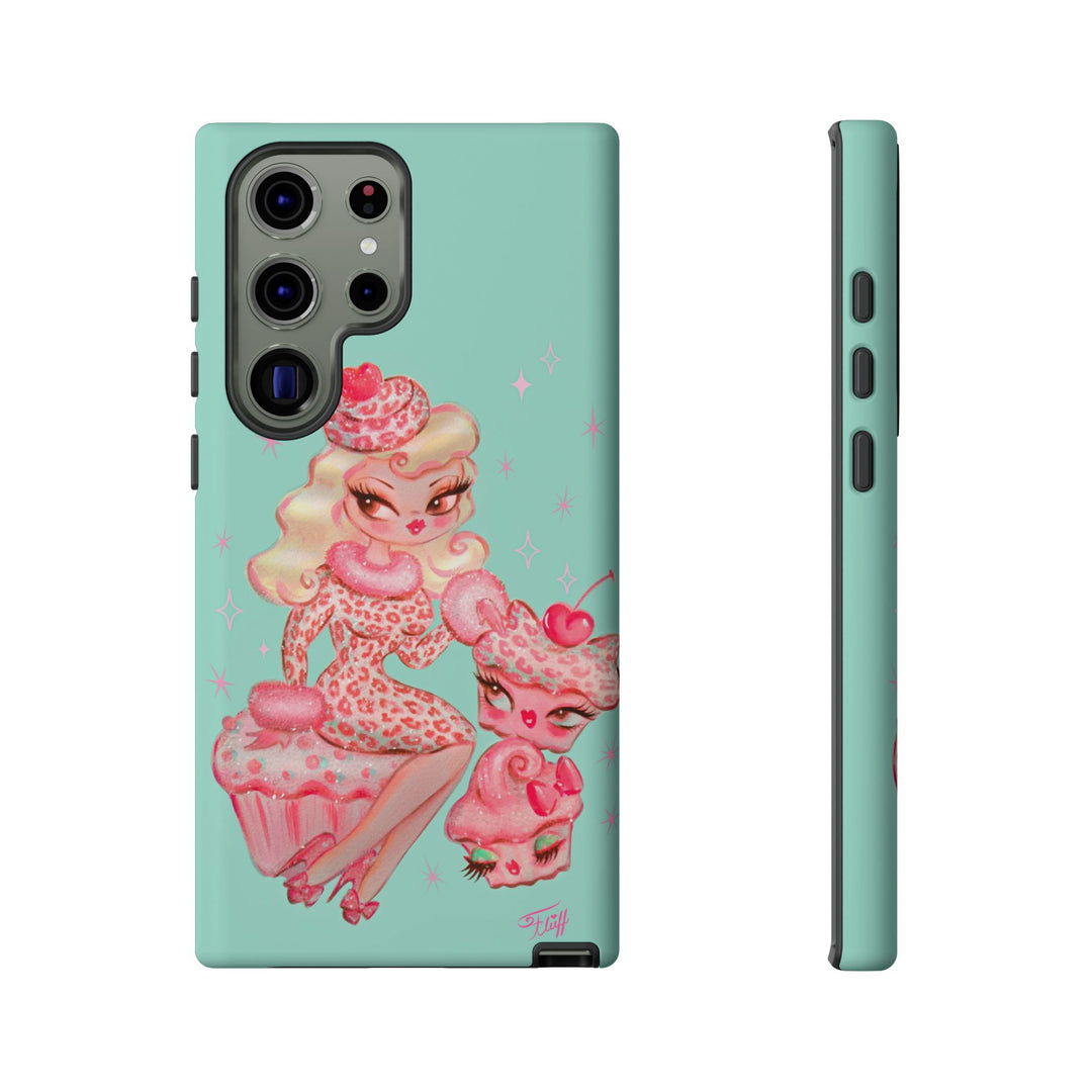 Leopard and Pink Cupcake Girl • Tough Phone Case