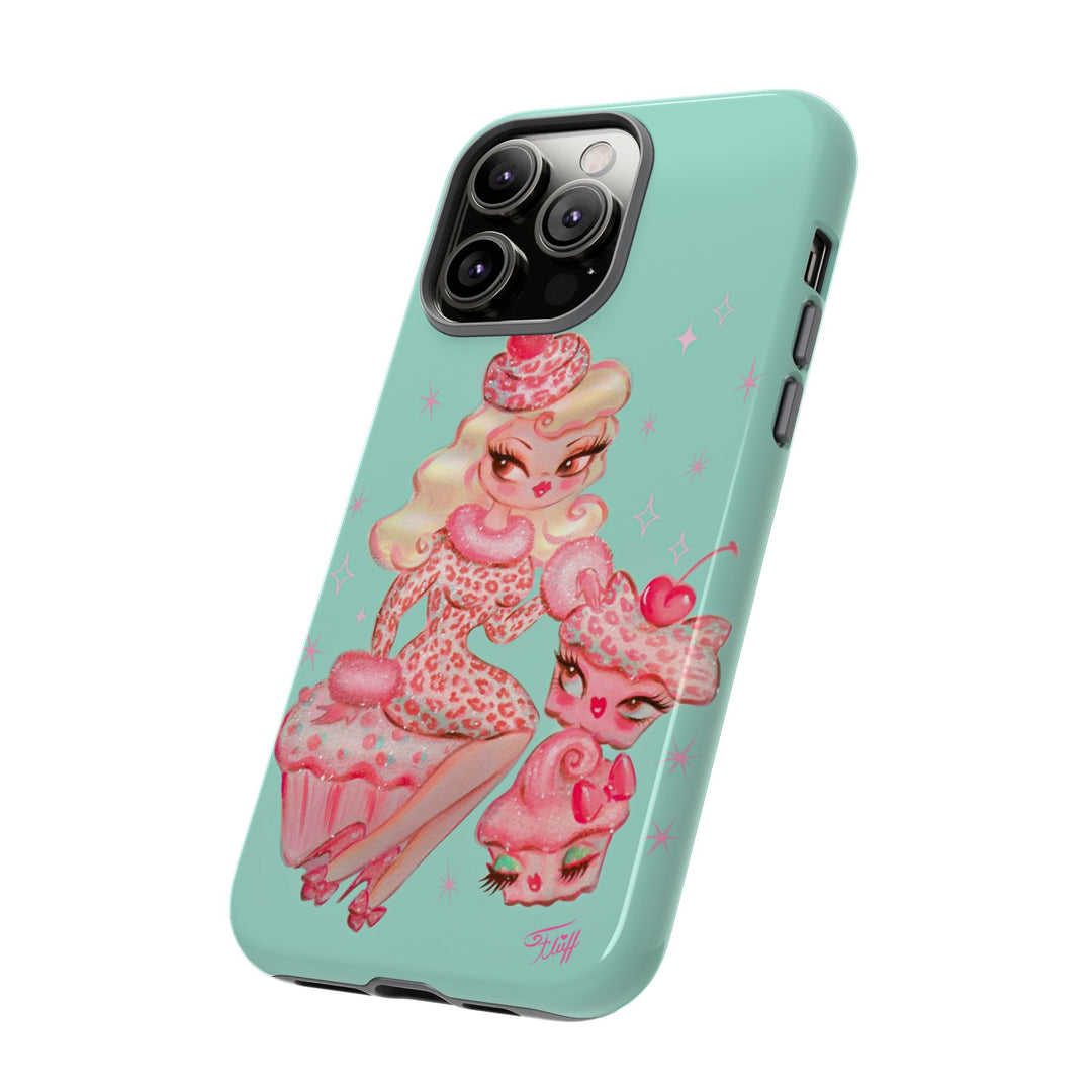 Leopard and Pink Cupcake Girl • Tough Phone Case