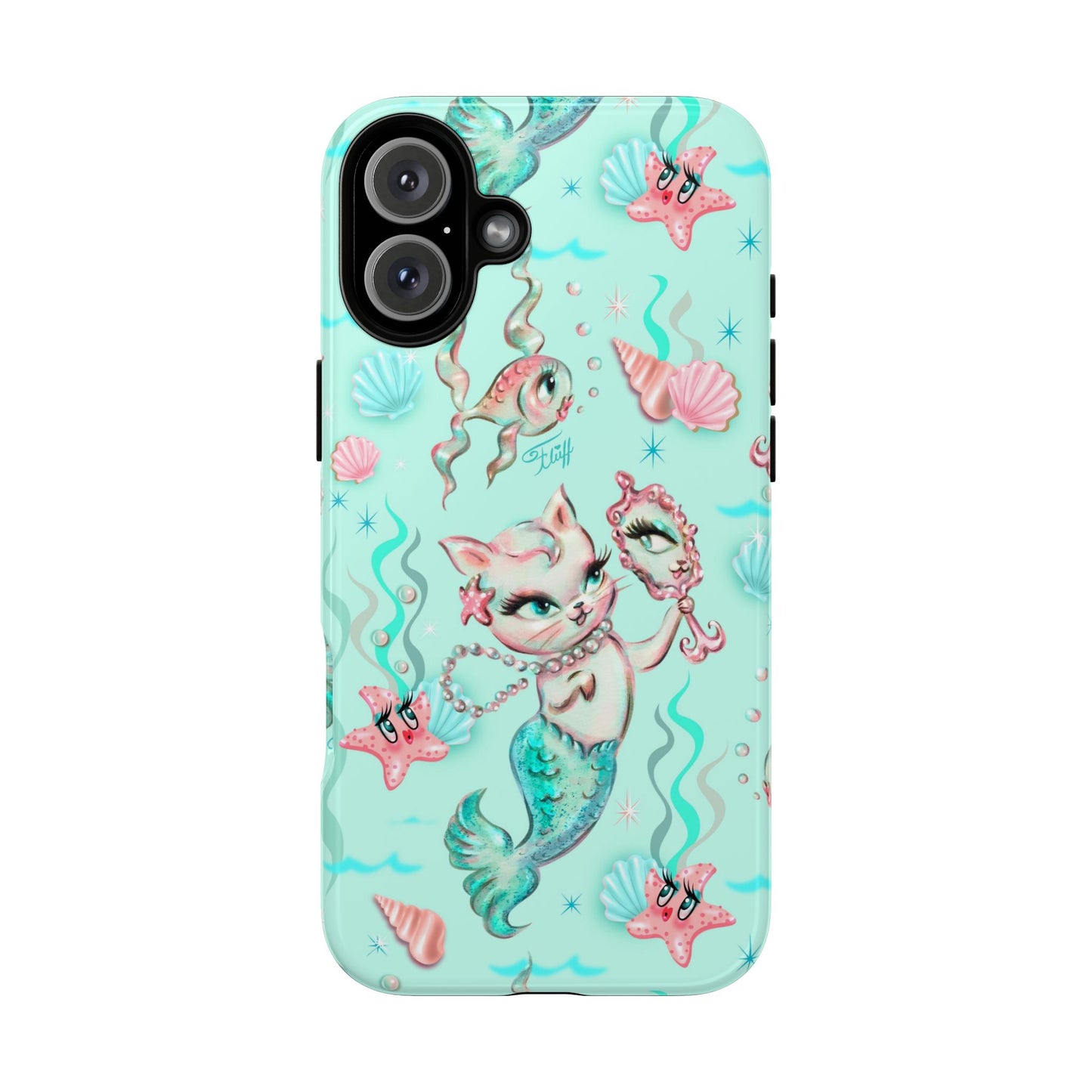 Merkitten with Pearls Aqua • Tough Phone Case